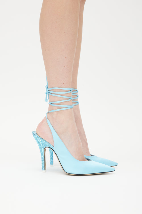 The Attico Blue Rhinestone Venus Slingback Heel