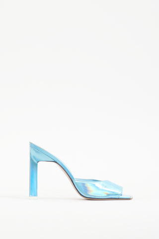 The Attico Blue Iridescent Leather Kaia Mule