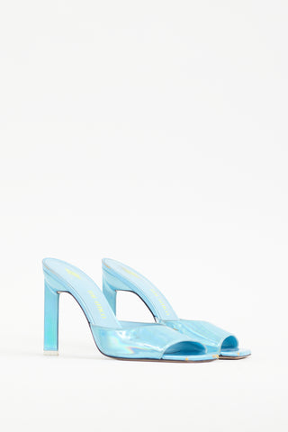 The Attico Blue Iridescent Leather Kaia Mule