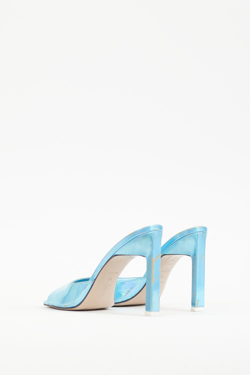 The Attico Blue Iridescent Leather Kaia Mule