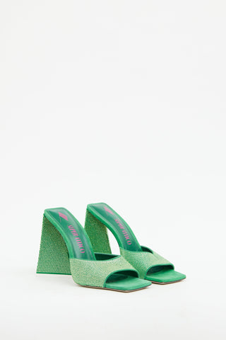 The Attico Green Emerald Embellished Devon High Heel Sandal