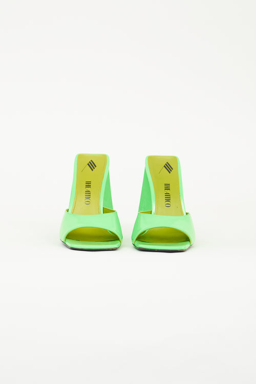 The Attico Green Patent Devon Heeled Mule