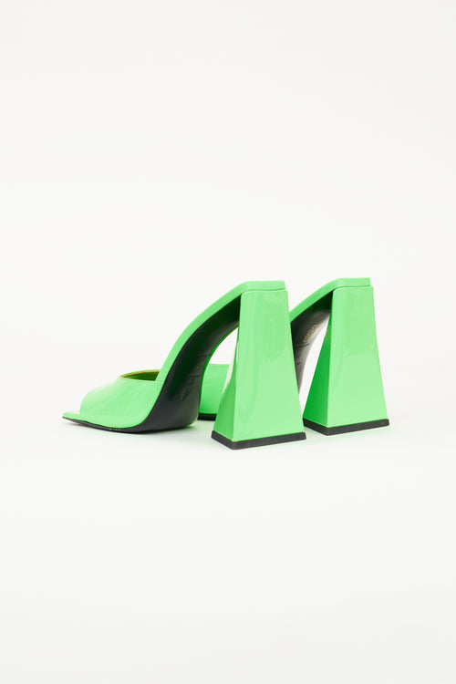 The Attico Green Patent Devon Heeled Mule