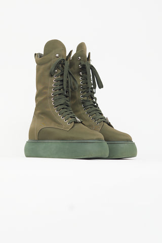 The Attico Khaki Green Nylon Selene Ankle Boot