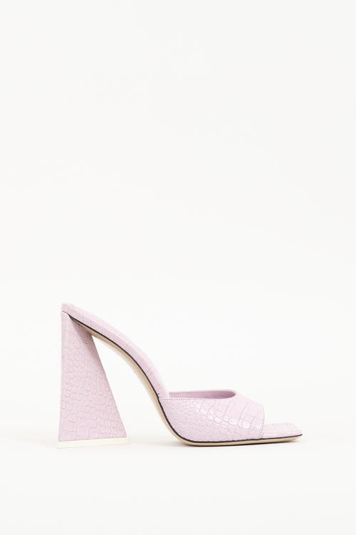 The Attico Pink Embossed Leather Devon Mule