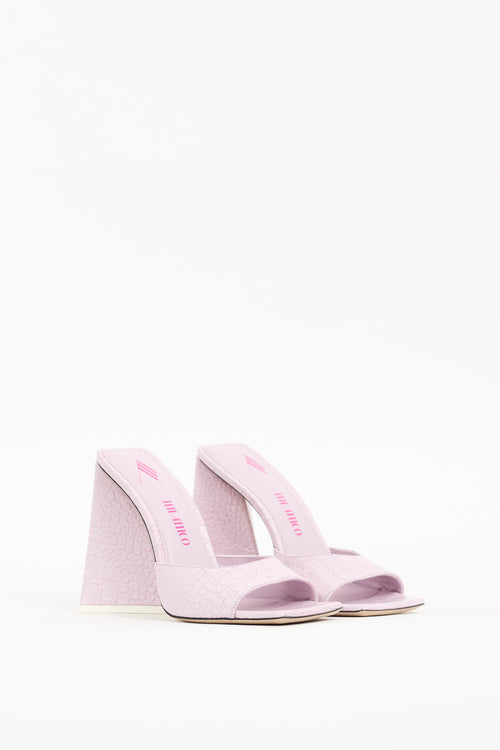 The Attico Pink Embossed Leather Devon Mule