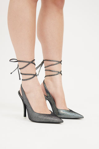 The Attico Black 
Silver Venus Wrapped Pump