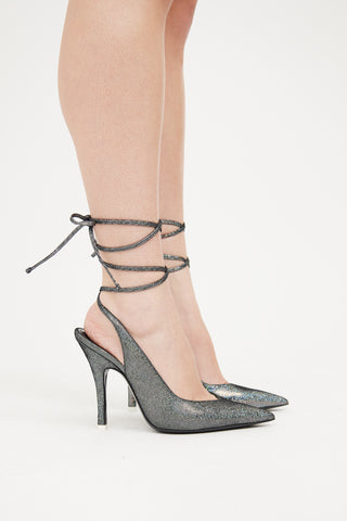 The Attico Black 
Silver Venus Wrapped Pump