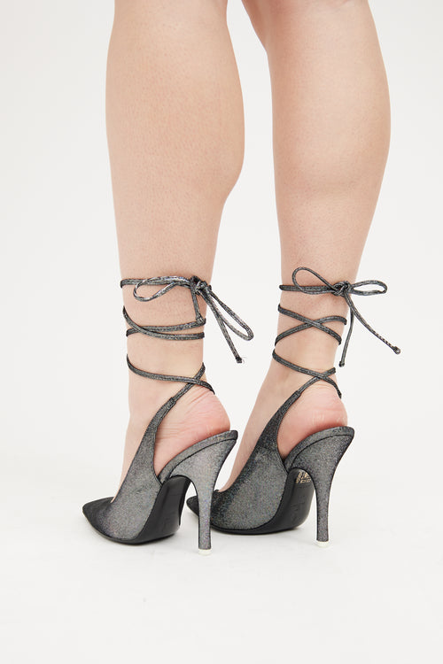 The Attico Black 
Silver Venus Wrapped Pump