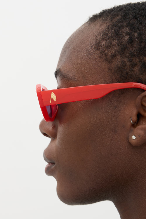 The Attico X Linda Farrow Red Irene Rectangular Sunglasses