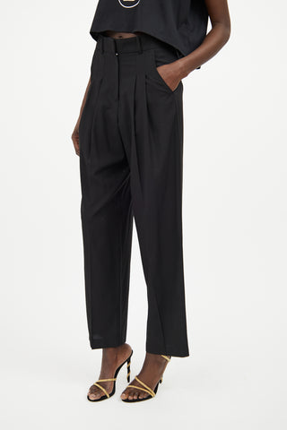 The Frankie Shop Black Pleated Trouser Pant