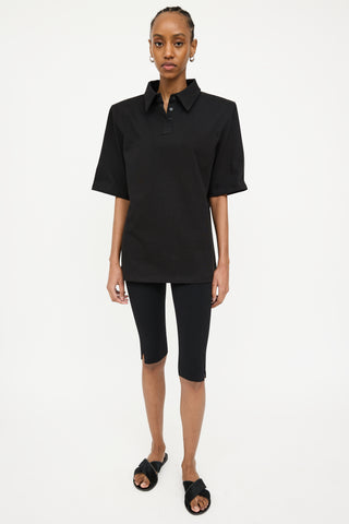 The Frankie Shop X Paper Moon Black Structured Polo Shirt