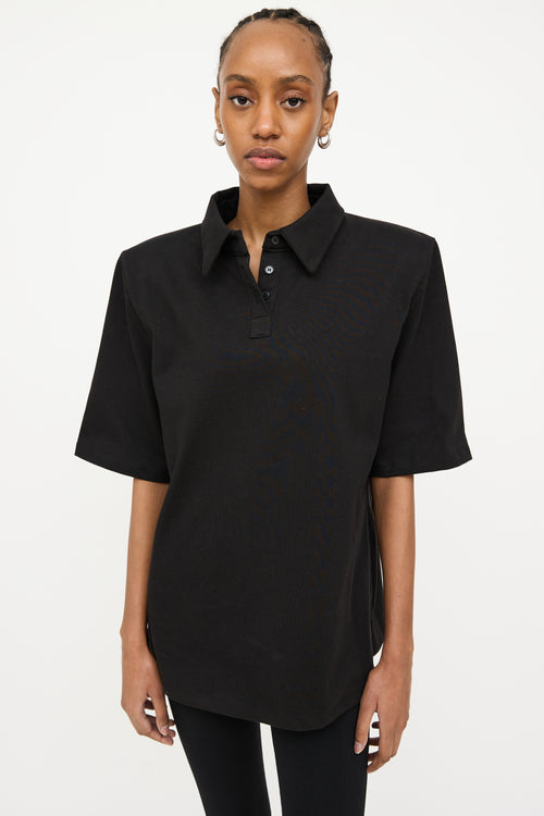 The Frankie Shop X Paper Moon Black Structured Polo Shirt