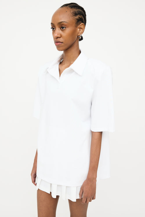 The Frankie Shop X Paper Moon White Structured Polo Shirt