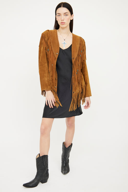 VSP Archive Brown Leather Fringe Jacket