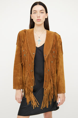 VSP Archive Brown Leather Fringe Jacket