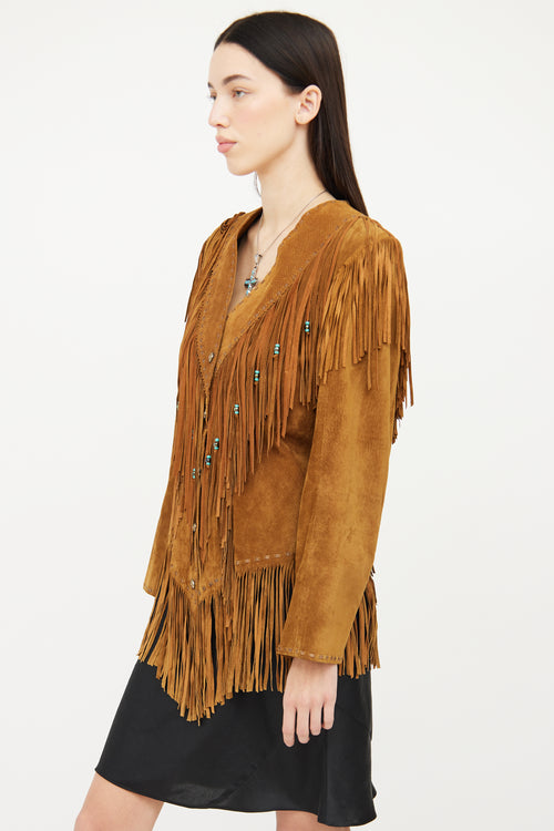 VSP Archive Brown Leather Fringe Jacket