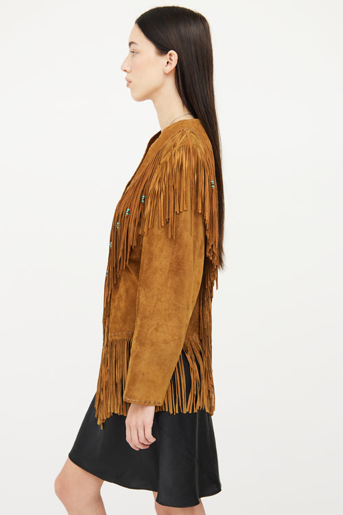 VSP Archive Brown Leather Fringe Jacket