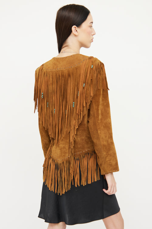 VSP Archive Brown Leather Fringe Jacket