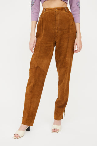 VSP Archive Brown Suede Lace-Up Pant