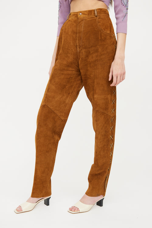 VSP Archive Brown Suede Lace-Up Pant