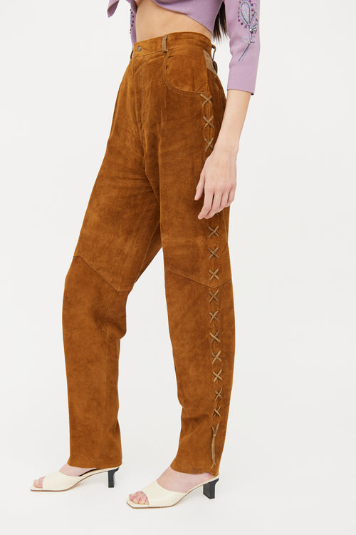 VSP Archive Brown Suede Lace-Up Pant