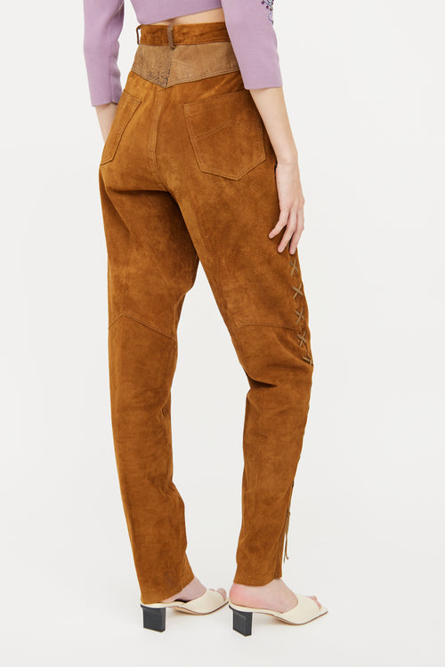 VSP Archive Brown Suede Lace-Up Pant