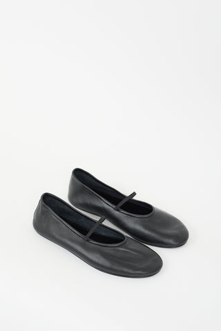 The Row Black Leather Boheme Mary Jane Ballet Flat