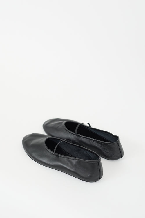 The Row Black Leather Boheme Mary Jane Ballet Flat