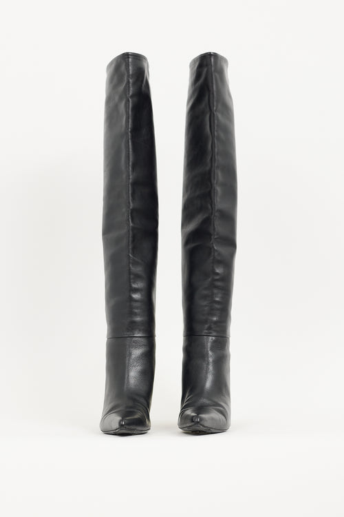 The Row Black Leather Bourgeoise Knee High Boot