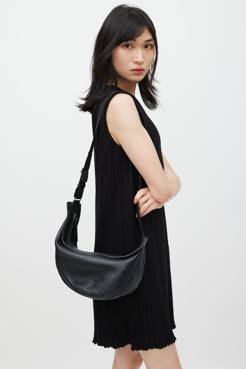 The Row Black Leather Large Slouchy Banana Crossbody Bag