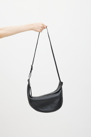 The Row Black Leather Large Slouchy Banana Crossbody Bag