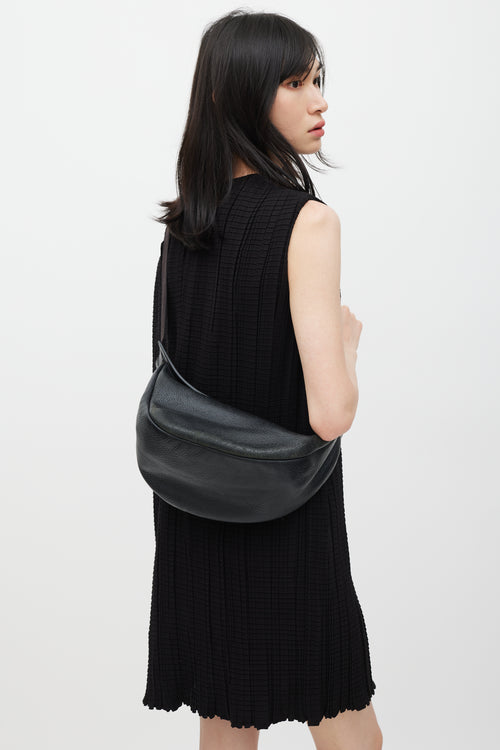 The Row Black Leather Large Slouchy Banana Crossbody Bag