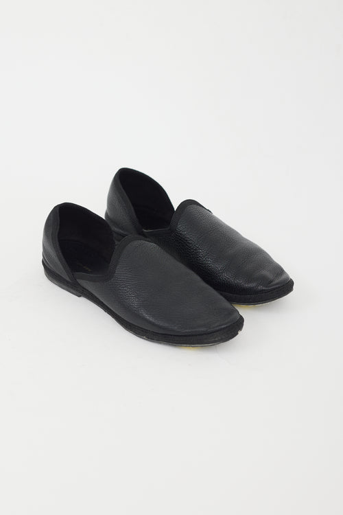 The Row Black Leather Slipper Flat