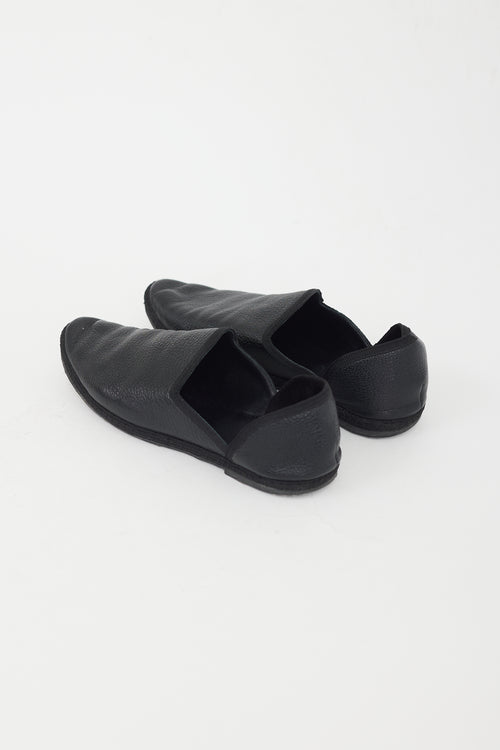 The Row Black Leather Slipper Flat