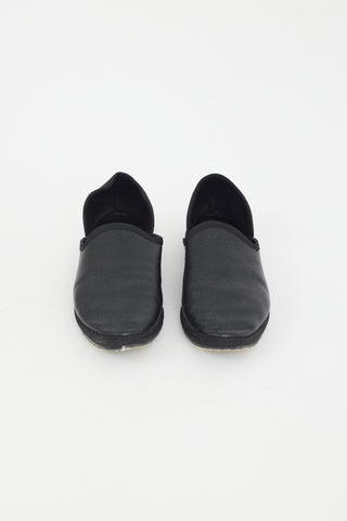 The Row Black Leather Slipper Flat