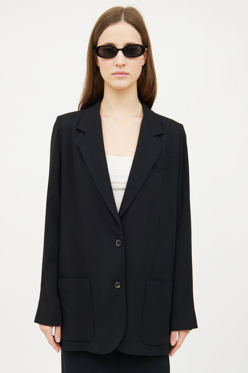 The Row Black Oversized Long Sleeve Blazer