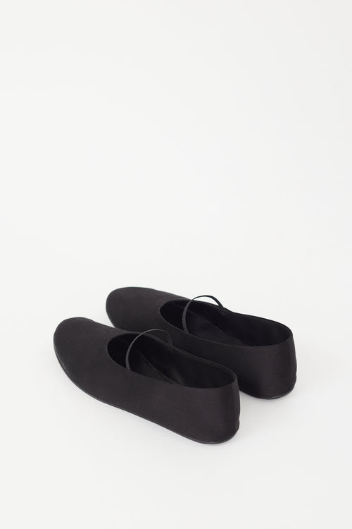 The Row Black Satin Elastic Ballet Flat