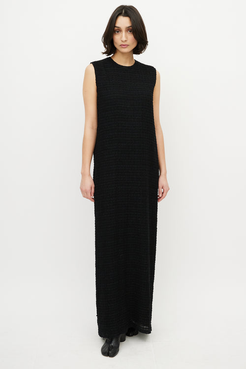 The Row Black Textured Knit Sleeveless Dress