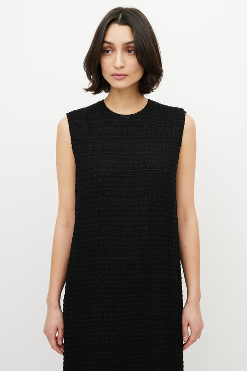 The Row Black Textured Knit Sleeveless Dress