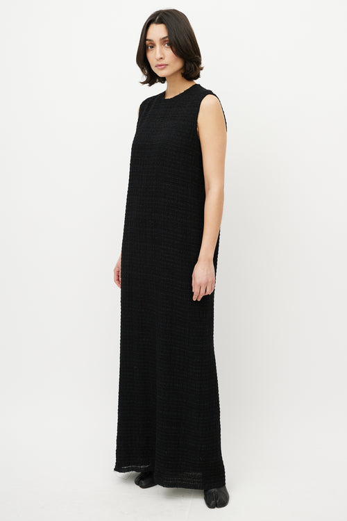 The Row Black Textured Knit Sleeveless Dress