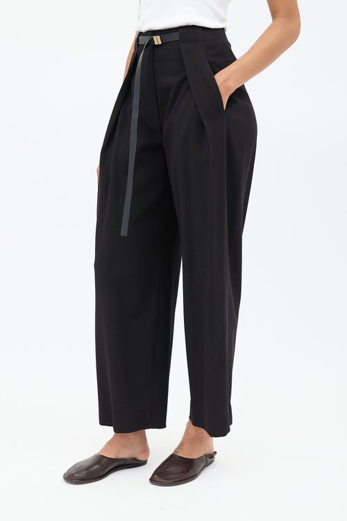 The Row Black Wide Leg Belted Trouser