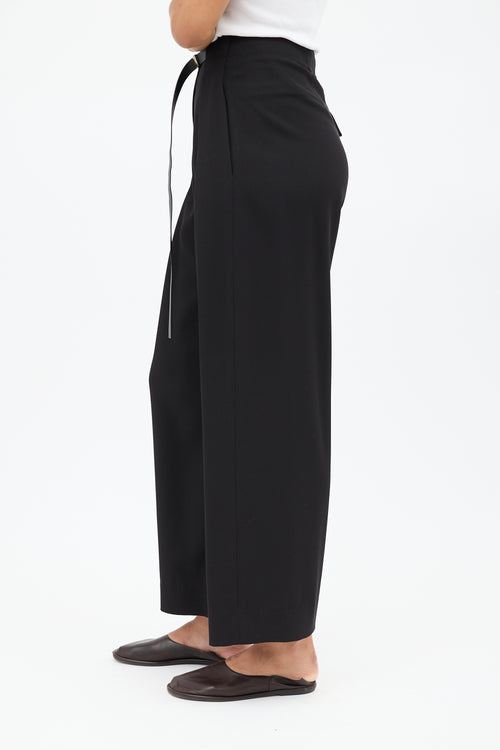 The Row Black Wide Leg Belted Trouser