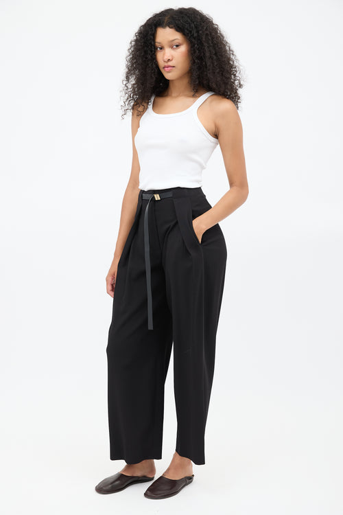 The Row Black Wide Leg Belted Trouser