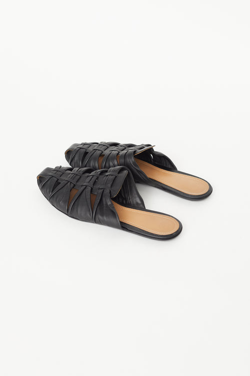 The Row Black Leather Capri Knotted Mule