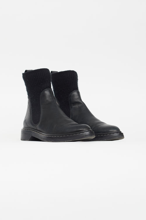 The Row Black Leather Chelsea Sock Boot