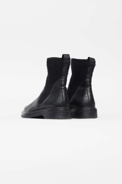 The Row Black Leather Chelsea Sock Boot