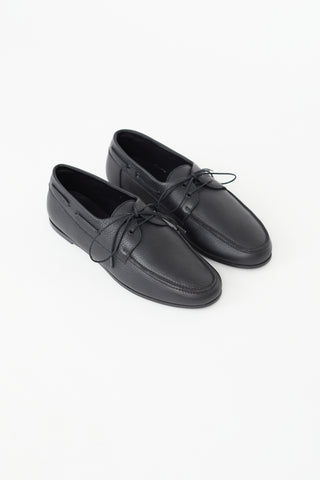 The Row Black Leather Sailor Loafer