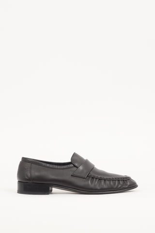 The Row Black Leather Soft Loafer