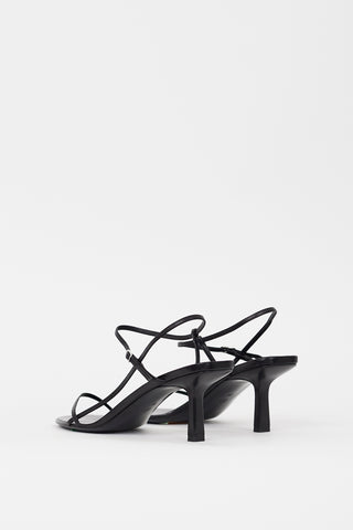 Black Leather Bare Heeled Sandal